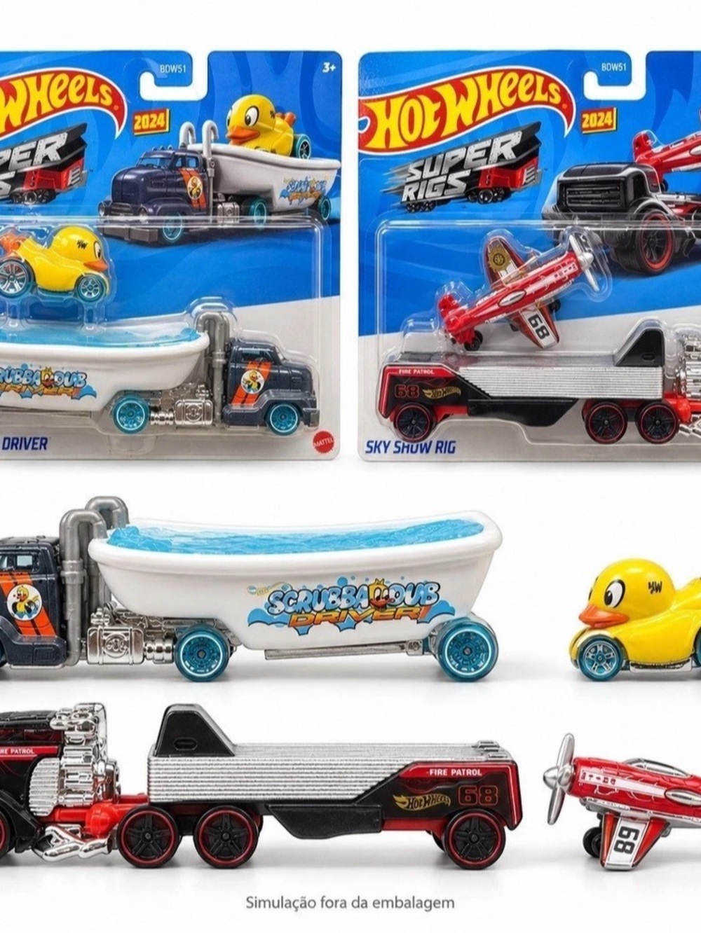 Hot Wheels Super Rigs Scrubba Dub Driver & Duck N' Roll Sets